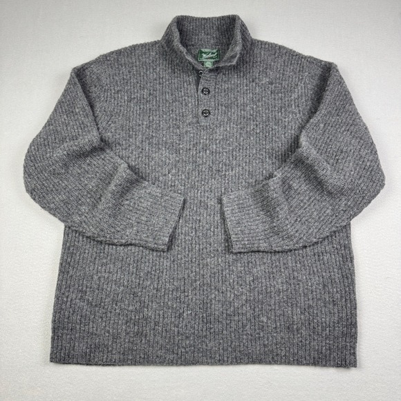 Woolrich Other - Woolrich Mens Gray 100% Wool Ribbed Quarter Button Mock Neck Sweater XXL 9020